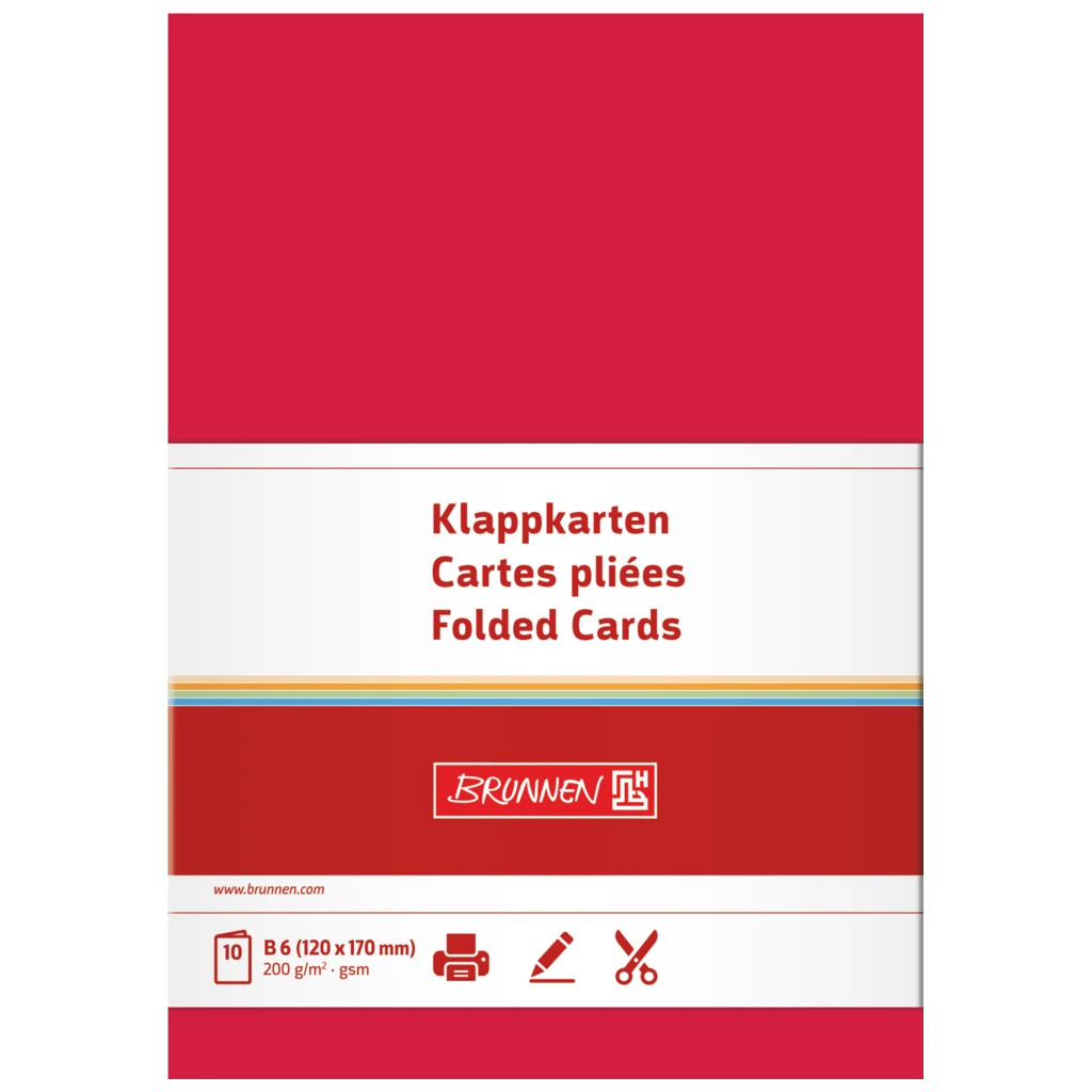 Klappkarten Universalpapier | B6, 200 g/m², mittelrot, 10 Stück