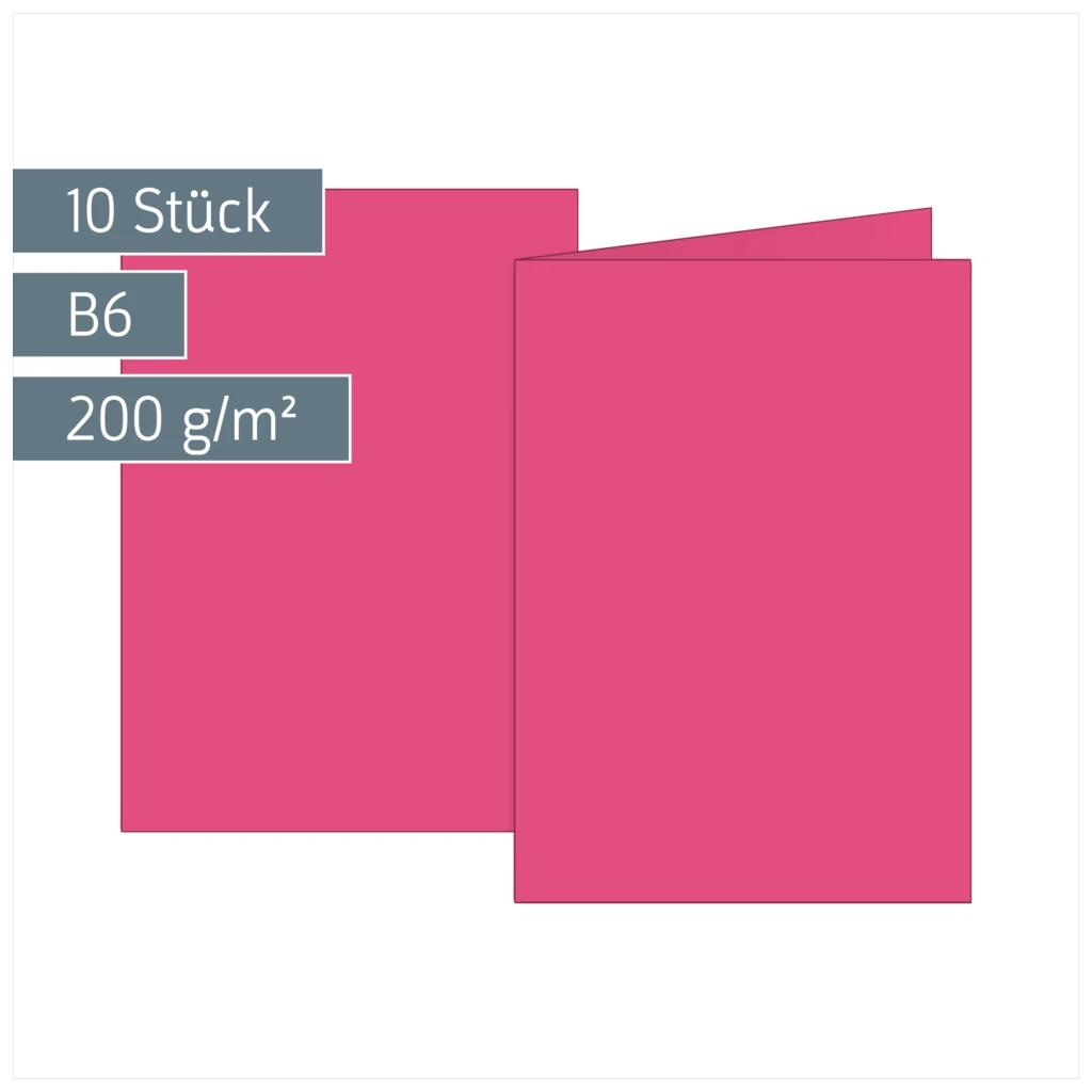 Klappkarten Universalpapier | B6, 200 g/m², fuchsia, 10 Stück