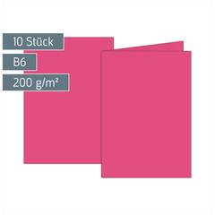 Klappkarten Universalpapier | B6, 200 g/m², fuchsia, 10 Stück