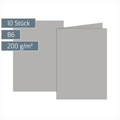 Klappkarten Universalpapier | B6, 200 g/m², grau, 10 Stück