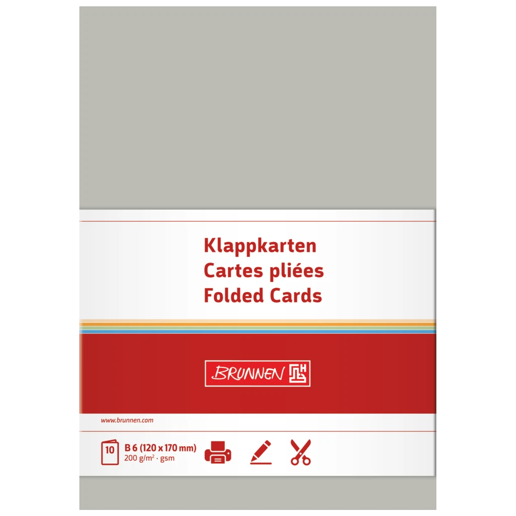 Klappkarten Universalpapier | B6, 200 g/m², grau, 10 Stück