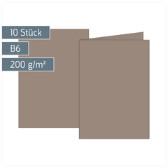 Klappkarten Universalpapier | B6, 200 g/m², taupe, 10 Stück