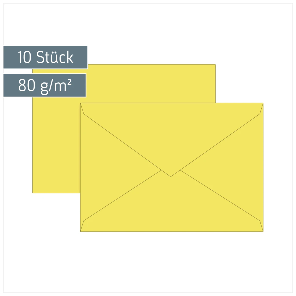 Briefumschläge Universalpapier | B6, 80 g/m², gelb, 10 Stück