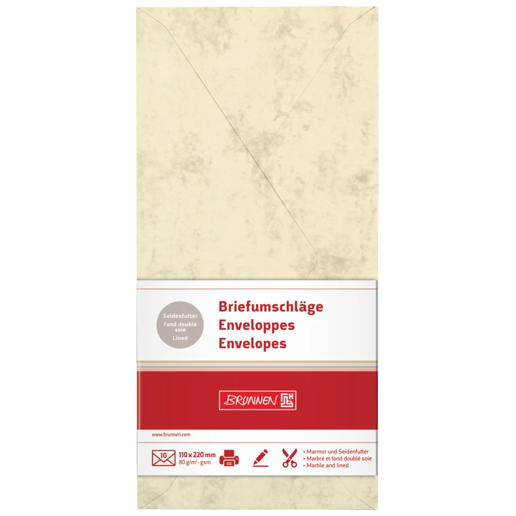 Briefumschläge Universalpapier Marmor | DIN lang, 80 g/m², chamois, 10 Stück