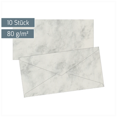 Briefumschläge Universalpapier Marmor | DIN lang, 80 g/m², grau, 10 Stück