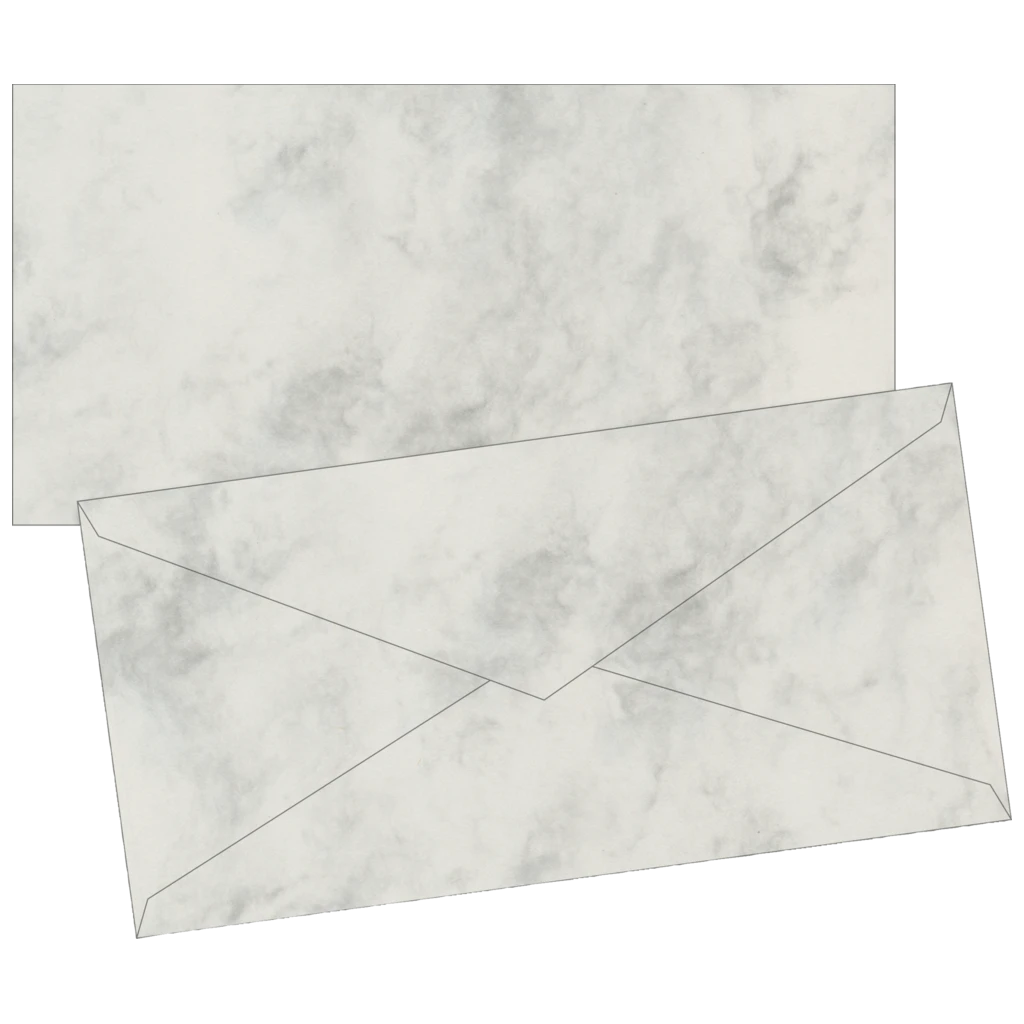 Briefumschläge Universalpapier Marmor | DIN lang, 80 g/m², grau, 10 Stück