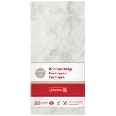 Briefumschläge Universalpapier Marmor | DIN lang, 80 g/m², grau, 10 Stück