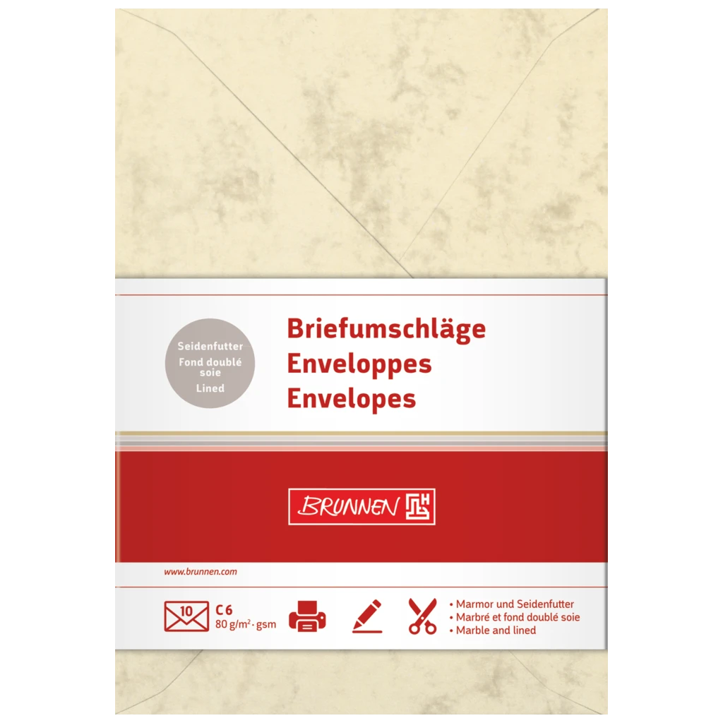 Briefumschläge Universalpapier Marmor | C6, 80 g/m², chamois, 10 Stück