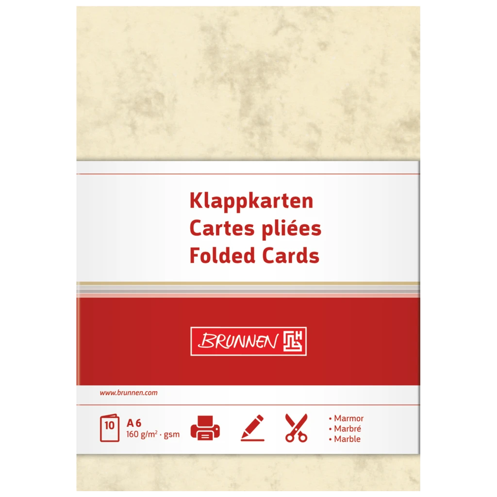 Klappkarten Universalpapier Marmor | A6, 160 g/m², chamois, 10 Stück