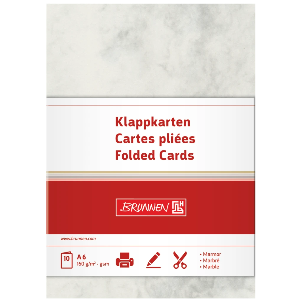 Klappkarten Universalpapier Marmor | A6, 160 g/m², grau, 10 Stück