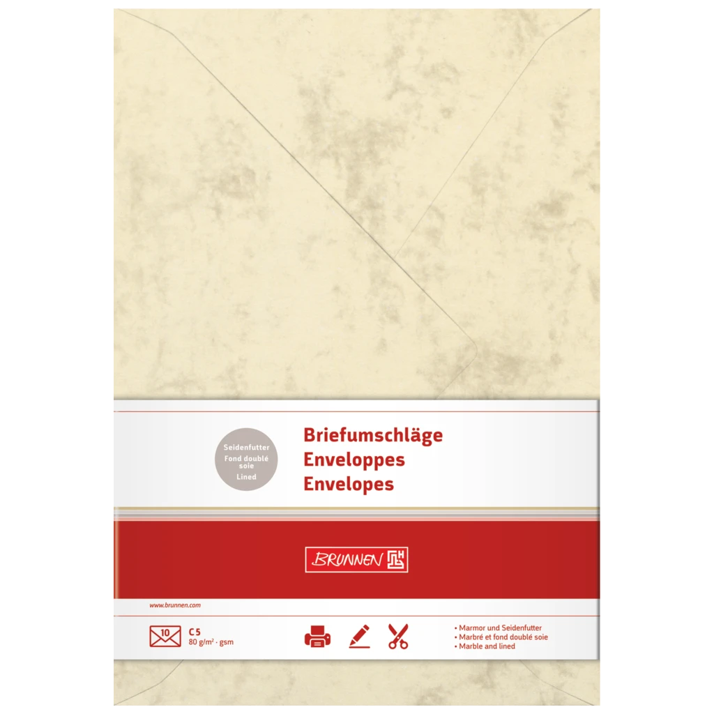 Briefumschläge Universalpapier Marmor | C5, 80 g/m², chamois, 10 Stück