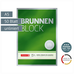 Briefblock Premium „BRUNNEN Block“ | A5, Lineatur 6, 50 Blatt, grün