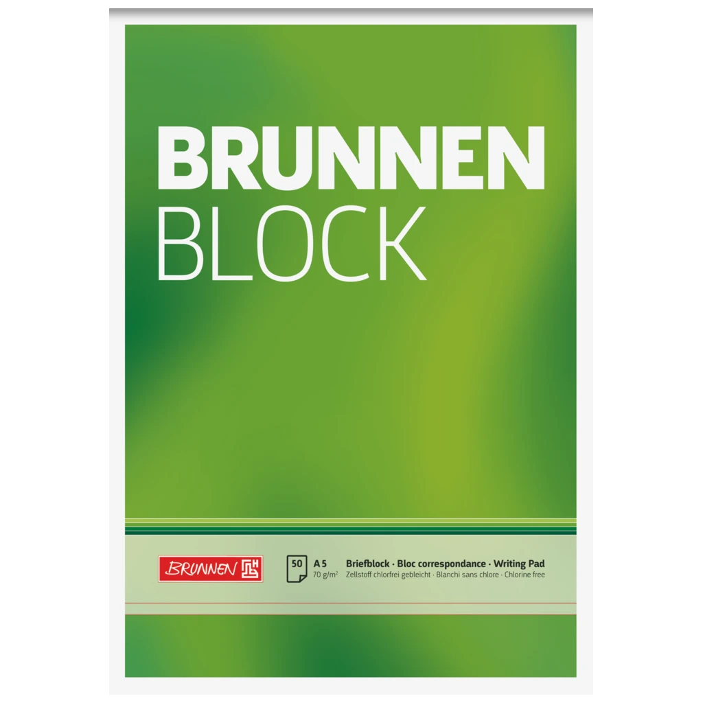 Briefblock „BRUNNEN-Block“ | A5, Lineatur 6, 50 Blatt, grün