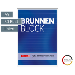 Briefblock „BRUNNEN-Block“ | A5, liniert, 50 Blatt, blau