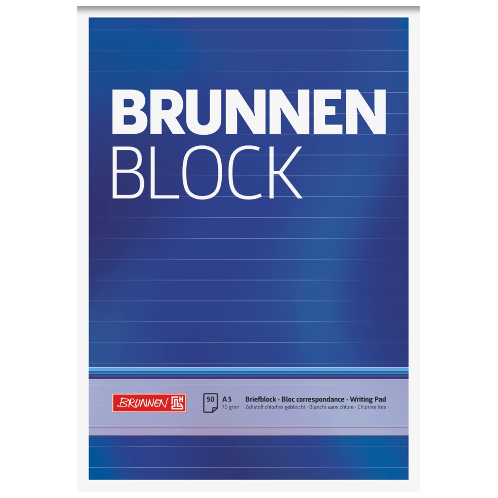Briefblock „BRUNNEN-Block“ | A5, liniert, 50 Blatt, blau