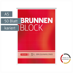 Briefblock „BRUNNEN-Block“ | A5, Lineatur 5, 50 Blatt, rot