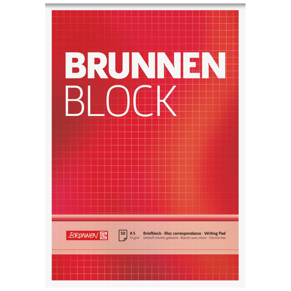 Briefblock „BRUNNEN-Block“ | A5, Lineatur 5, 50 Blatt, rot
