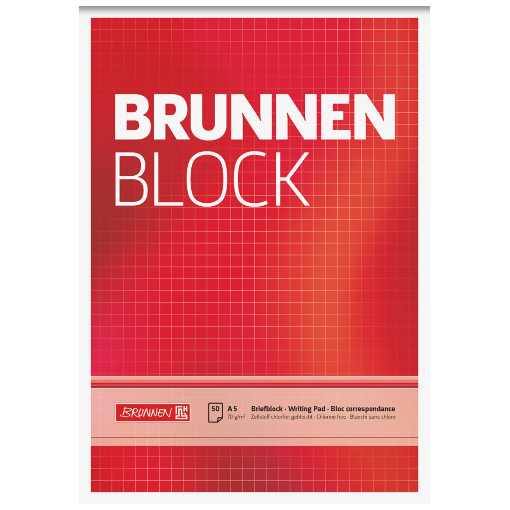 Briefblock „BRUNNEN Block“ | A5, Lineatur 5, 50 Blatt, rot