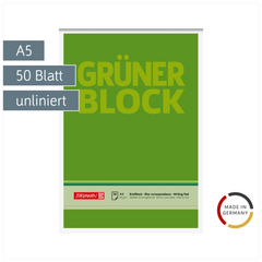 Briefblock „Grüner Block“ | A5, Lineatur 6, 50 Blatt, grün