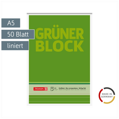 Briefblock „Grüner Block“ | A5, liniert, 50 Blatt, grün