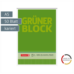 Briefblock „Grüner Block“ | A5, Lineatur 5, 50 Blatt, grün