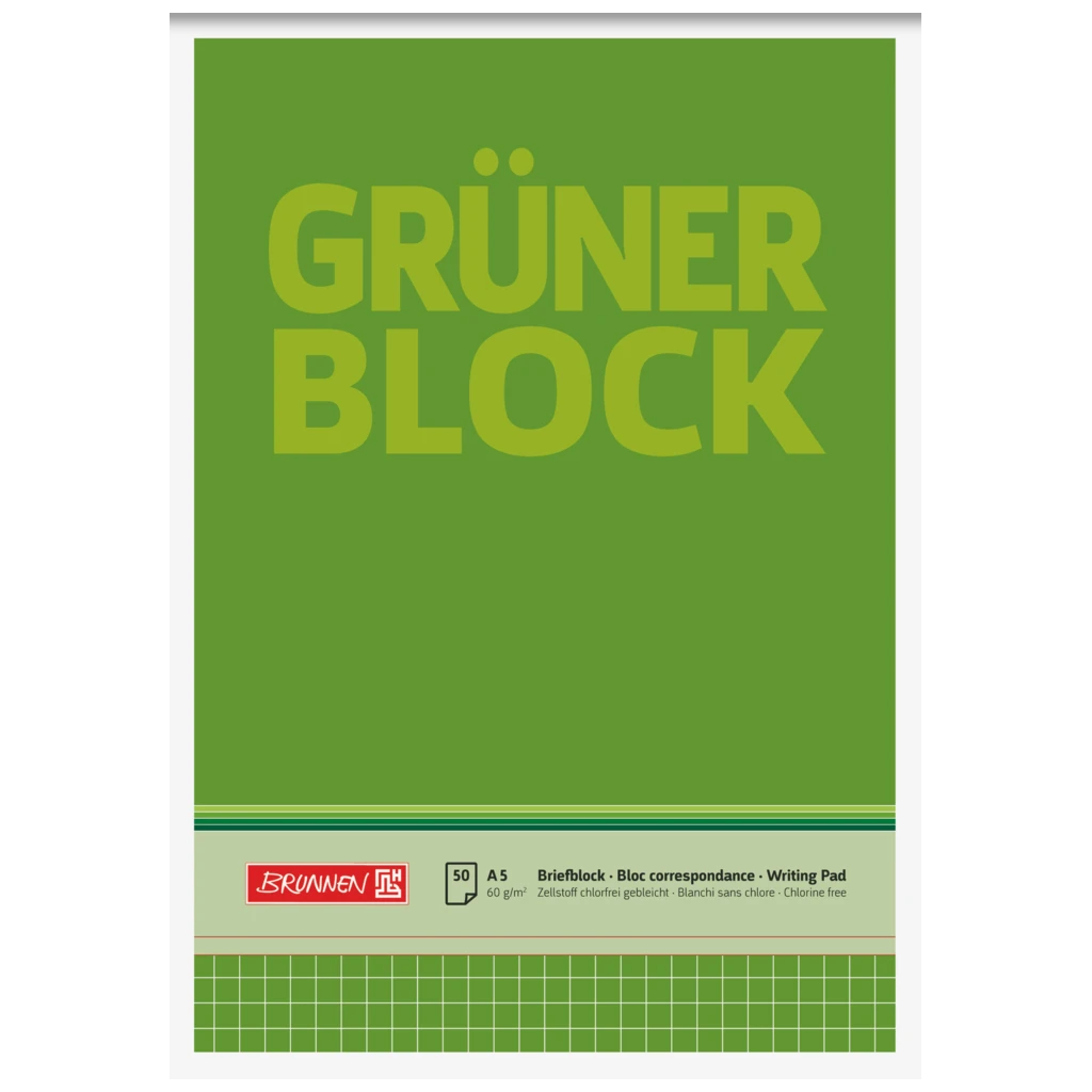 Briefblock „Grüner Block“ | A5, Lineatur 5, 50 Blatt, grün