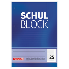 Schulblock gelocht | A4, Lineatur 25, 50 Blatt, blau
