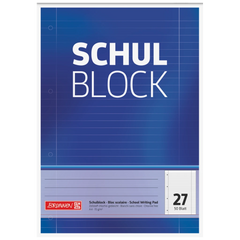 Schulblock gelocht | A4, Lineatur 27, 50 Blatt, blau