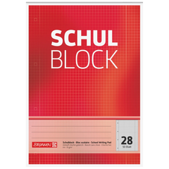 Schulblock gelocht | A4, Lineatur 28, 50 Blatt, rot