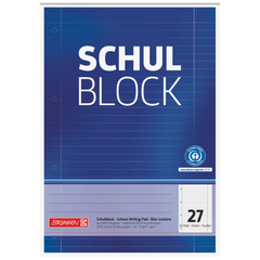 Schulblock Recycling gelocht | A4, Lineatur 27, 50 Blatt, blau