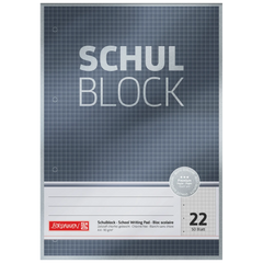 Schulblock Premium | A4, Lineatur 22, 50 Blatt, grau