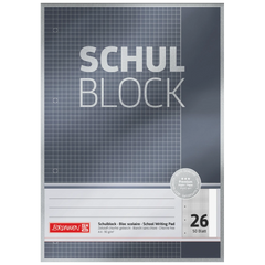 Schulblock Premium | A4, Lineatur 26, 50 Blatt, grau