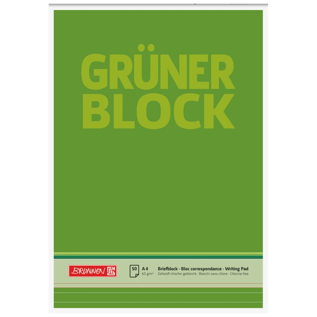 Briefblock „Grüner Block“ | A4, Lineatur 21, 50 Blatt, grün