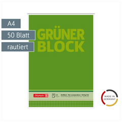 Briefblock „Grüner Block“ | A4, Lineatur 23, 50 Blatt, grün