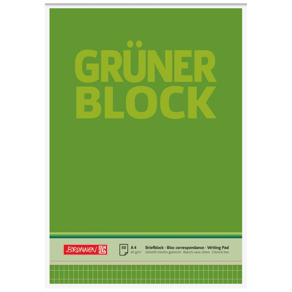 Briefblock „Grüner Block“ | A4, Lineatur 23, 50 Blatt, grün