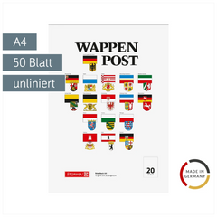 Briefblock „Wappen-Post“ | A4, Lineatur 20, 50 Blatt, mehrfarbig