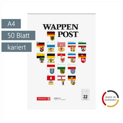 Briefblock „Wappen-Post“ | A4, Lineatur 22, 50 Blatt, mehrfarbig