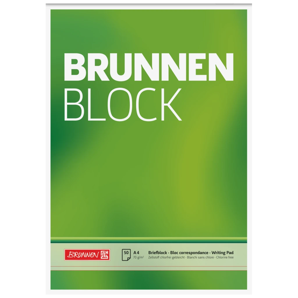 Briefblock „BRUNNEN-Block“ | A4, Lineatur 20, 50 Blatt, grün