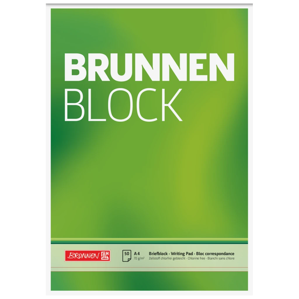 Briefblock „BRUNNEN Block“ | A4, Lineatur 20, 50 Blatt, grün