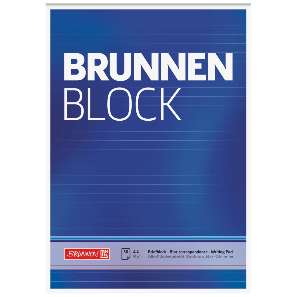 Briefblock „BRUNNEN-Block“ | A4, Lineatur 21, 50 Blatt, blau