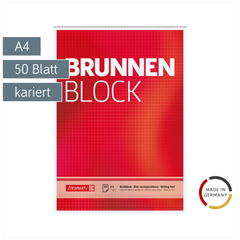 Briefblock „BRUNNEN-Block“ | A4, Lineatur 22, 50 Blatt, rot