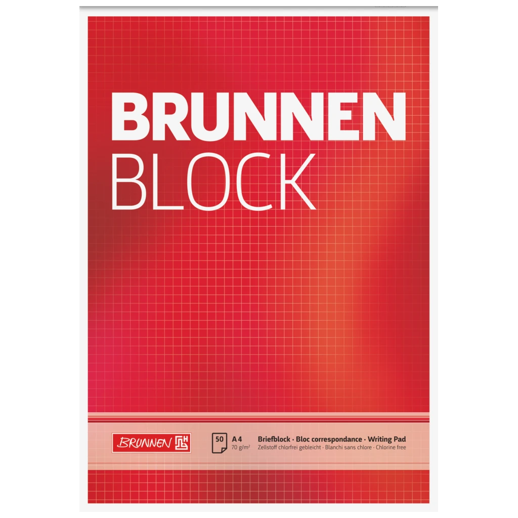 Briefblock „BRUNNEN-Block“ | A4, Lineatur 22, 50 Blatt, rot