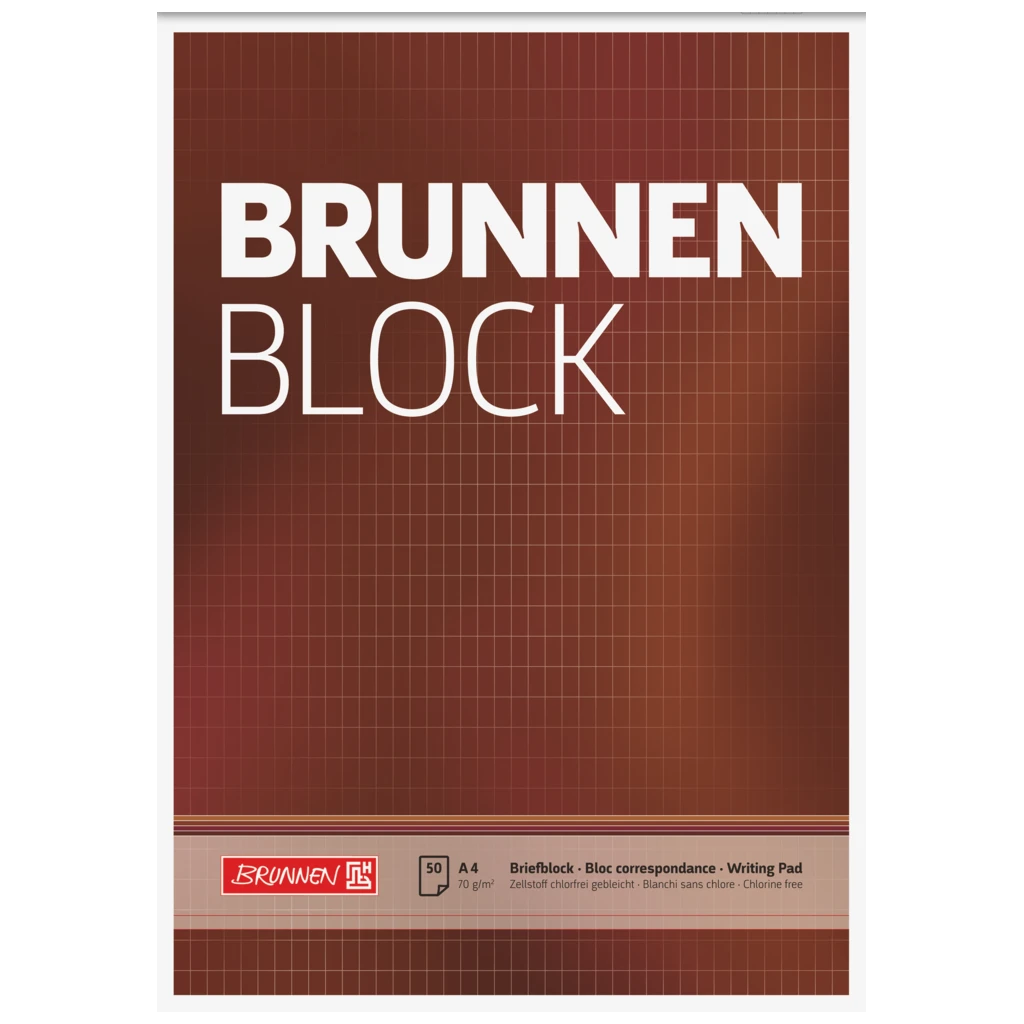 Briefblock „BRUNNEN-Block“ | A4, Lineatur 23, 50 Blatt, braun