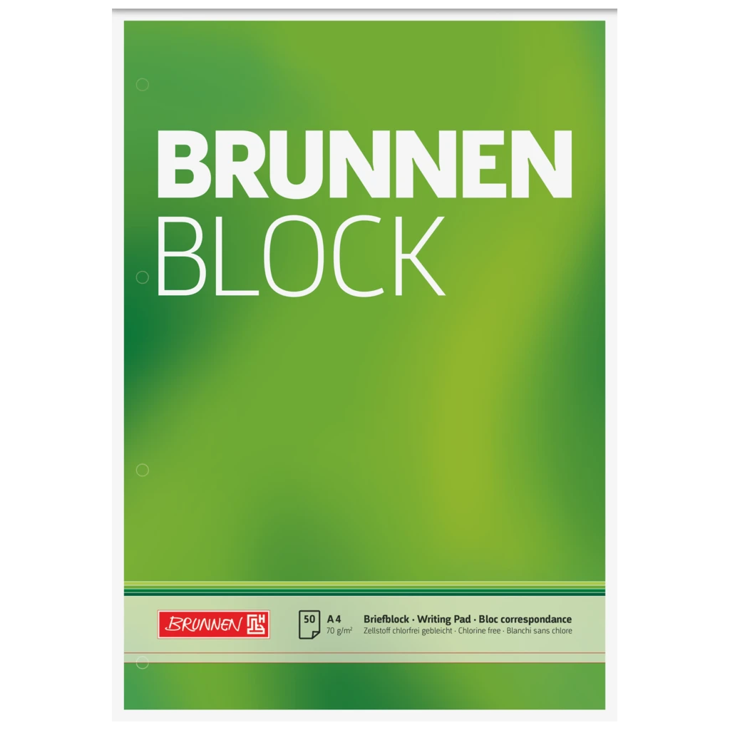 Briefblock „BRUNNEN-Block“ gelocht | A4, Lineatur 20, 50 Blatt, grün