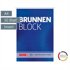 Briefblock „BRUNNEN-Block“ gelocht | A4, Lineatur 21, 50 Blatt, blau