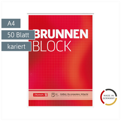Briefblock „BRUNNEN-Block“ gelocht | A4, Lineatur 22, 50 Blatt, rot