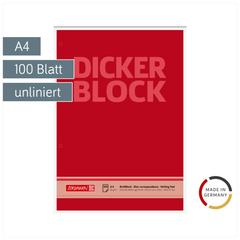 Briefblock „Dicker Block“ gelocht | A4, Lineatur 20, 100 Blatt, rot