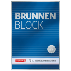 Briefblock Premium „BRUNNEN-Block“ | A4, Lineatur 21, 50 Blatt, blau