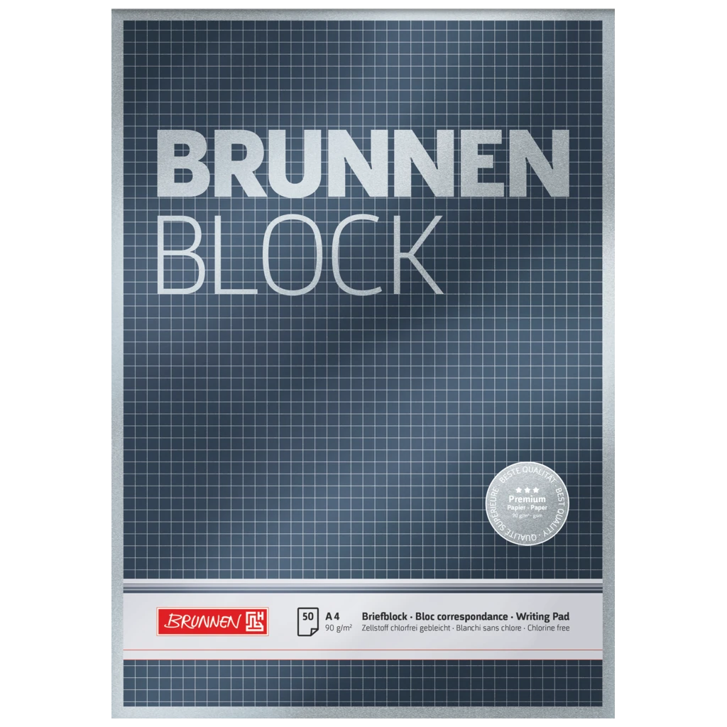 Briefblock Premium „BRUNNEN-Block“ | A4, Lineatur 22, 50 Blatt, blau