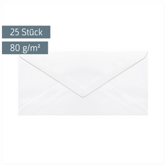 Briefumschläge MK-Papier | DIN lang, 80 g/m², weiß, 25 Stück